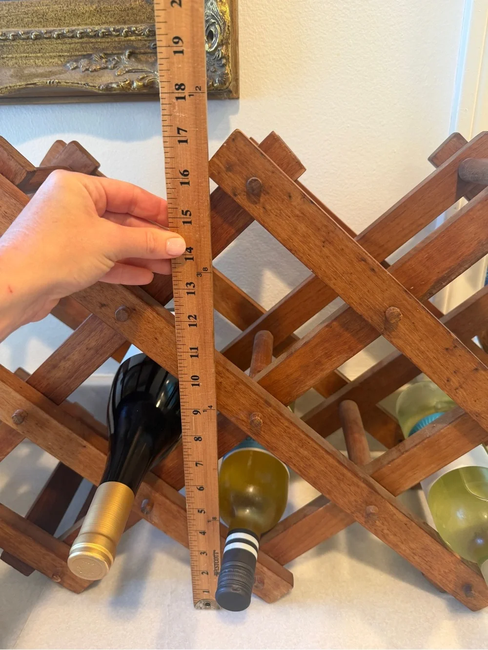 Vintage Rustic Wooden Wine Rack - Brown Folding Bottle Organizer